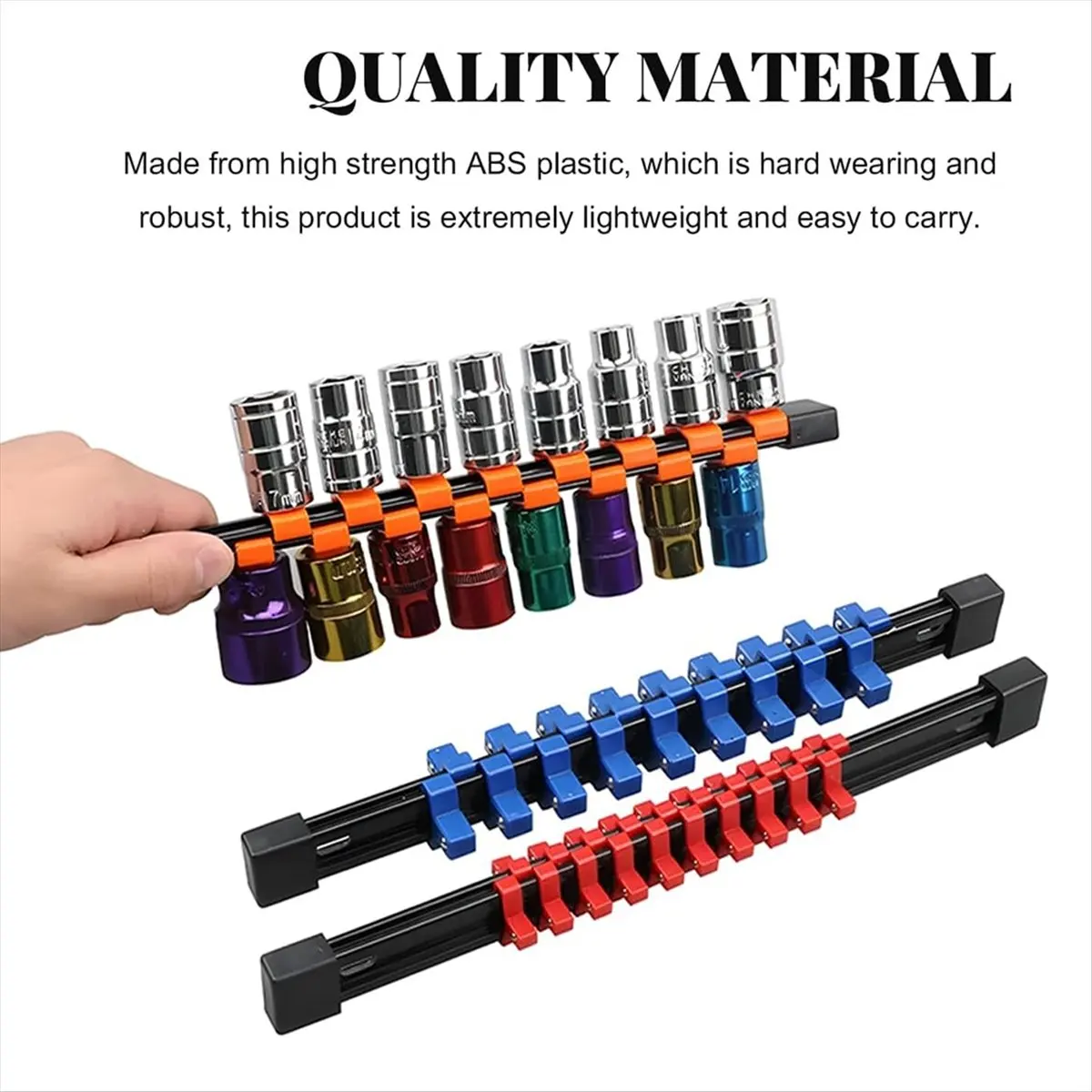 ~！【Best Seller】3 PCS Double Sided Socket Organizer,1/2in 3/8in 1/4in ABS Drive Socket Rail Holder Set,Premium Quality Socket Ho