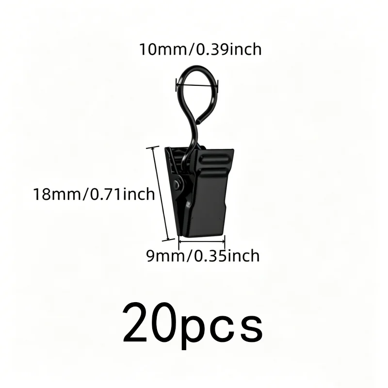 20 pcs Closed Curtain Hooks, Silver Closed Loop Design, suitable for Photo Postcard Hanging, Easy Curtain Install
