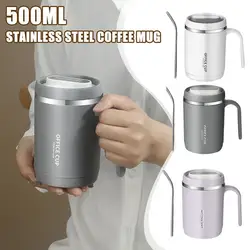 500ml Stainless Steel Coffee Mug Non-slip Bottles Leak-Proof Vacuum Insulated Tea Cup Thermal Office Mug Flask Travel