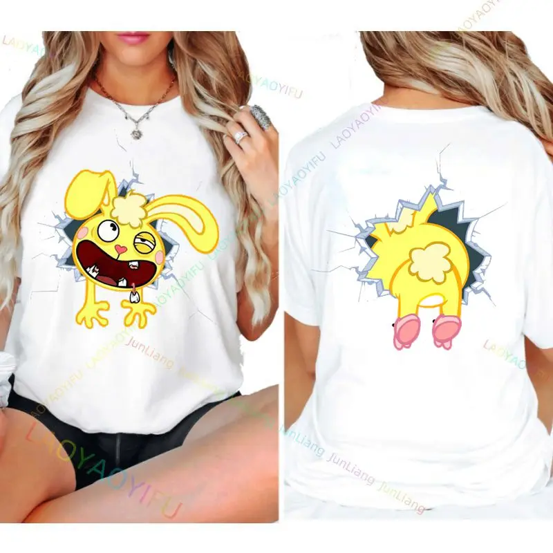 تي شيرت كاواي للنساء والرجال ، موضة الشارع ، المرح ، الشجرة السعيدة ، الأصدقاء ، الحلوى ، رسومات الكارتون ، القطن ، قمة الهدايا #4