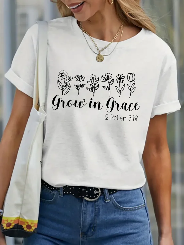 2024 New Popular Mother's Day Women T-shirt Grou in Grace Slogan Female Shirt Blooming Flowers From Print Comfort Girl Tee