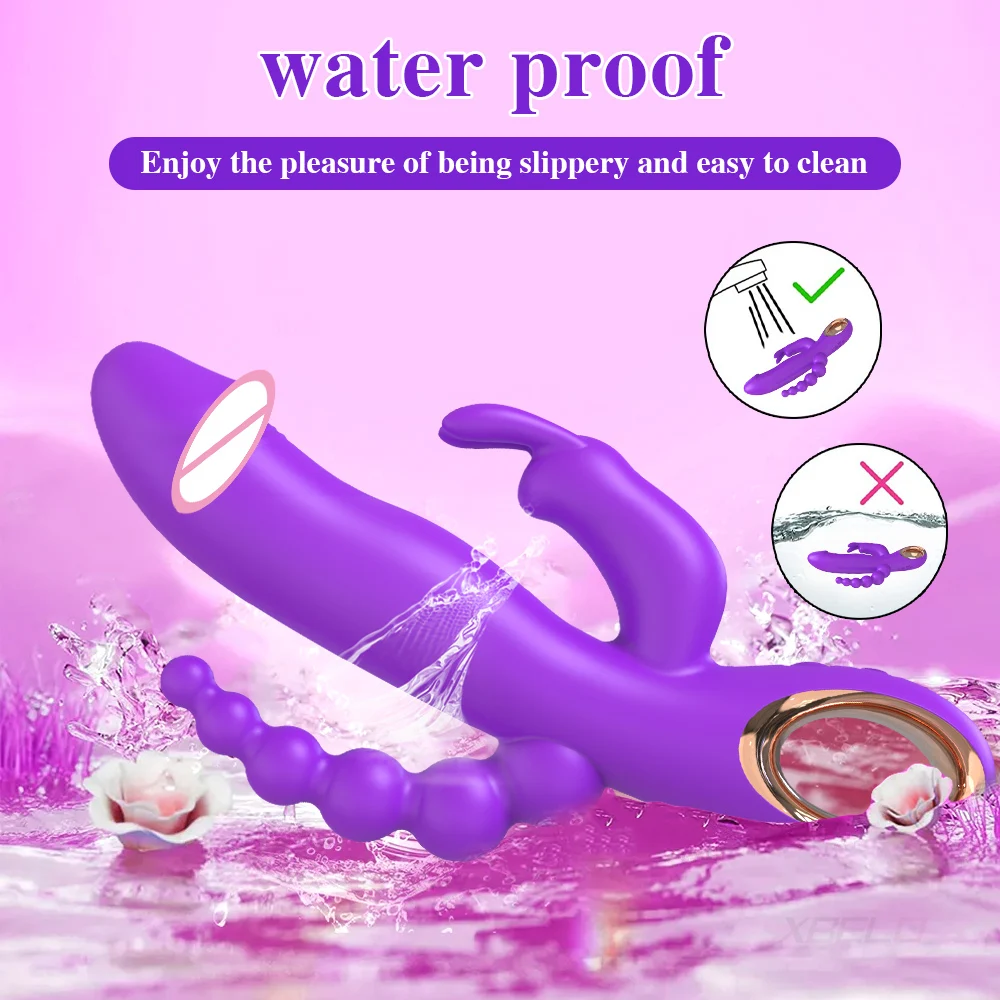 Rabbit Thrusting Vibrator for Woman 3 in 1 G Spot Clitoris Stimulator Vagina Massager Female Masturbator Backyard Anal Sex Toy