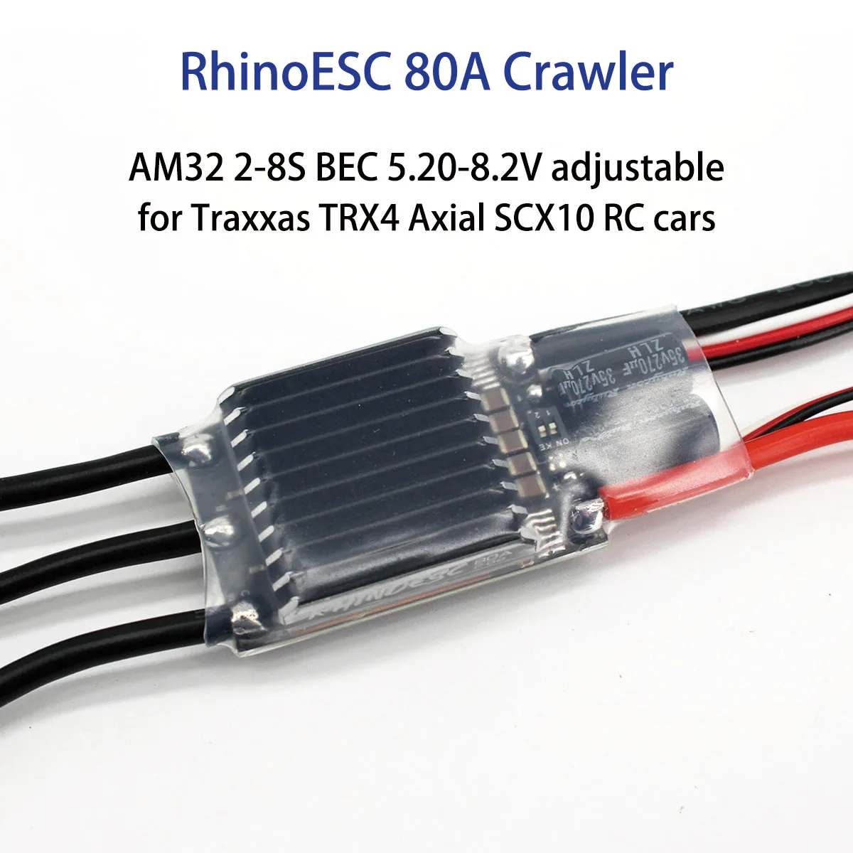 RhinoESC Crawler Car Brushless ESC AM32 VE80A BEC 5.20-8.2V for 1/8 1/10 Scale Cars Axial SCX10 Traxxas TRX-4 TRX-6