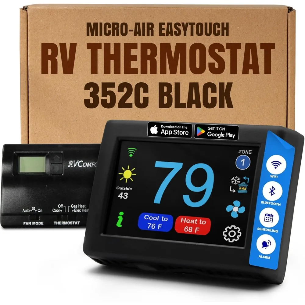 Termostato de tela sensível ao toque EasyTouch RV com WiFi e Bluetooth - Termostato RV para ar condicionado e aquecimento - programável