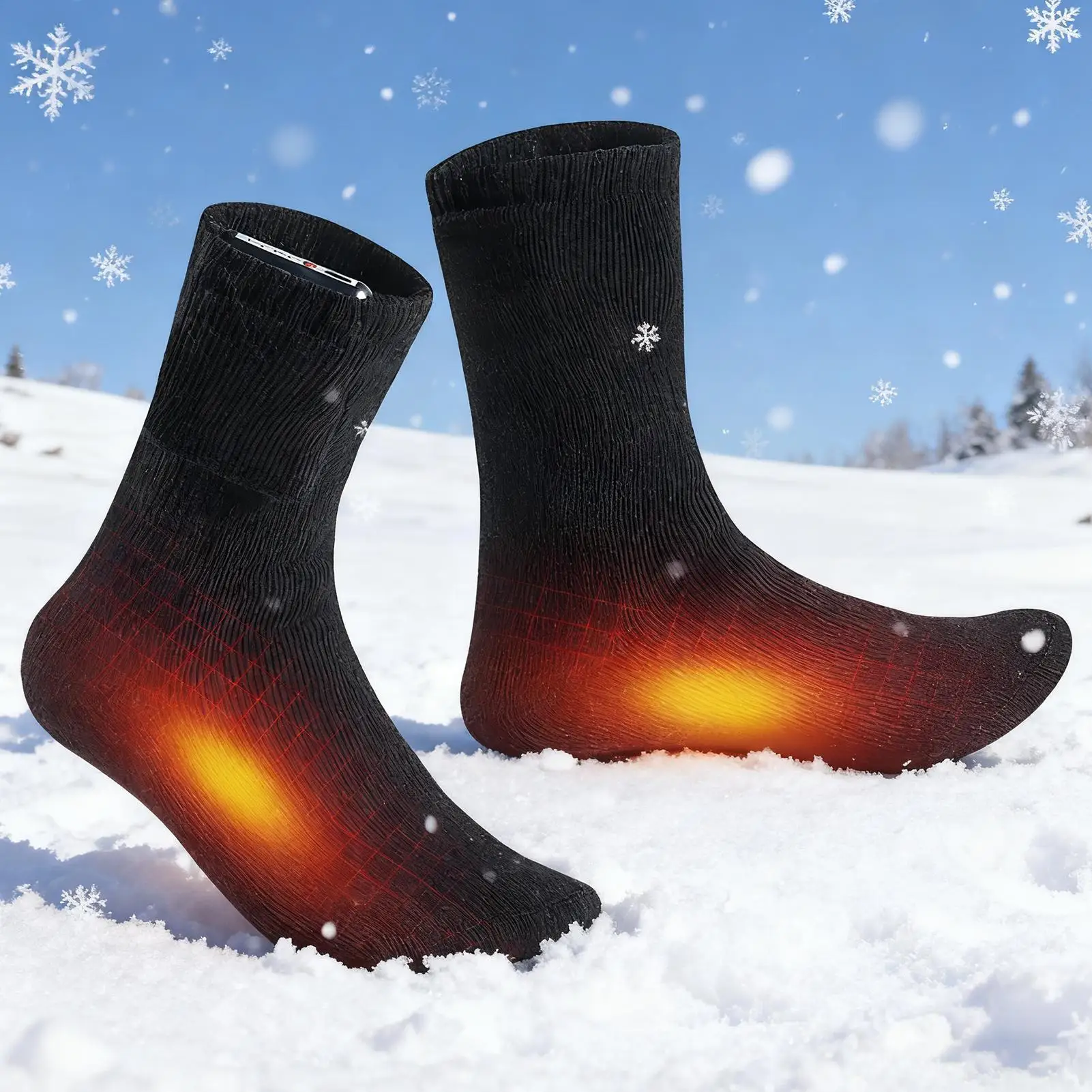 

5V ski Heated Socks, Breathable Warm Footwear With Safe Low Voltage Heating For Outdoor Camping Work Skating & Fishing