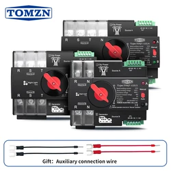 TOMZN Din Rail 2P 3P 4P ATS Dual Power Automatic Transfer Switch Electrical Selector Uninterrupted Power 230V 63A 100A 125A Mini