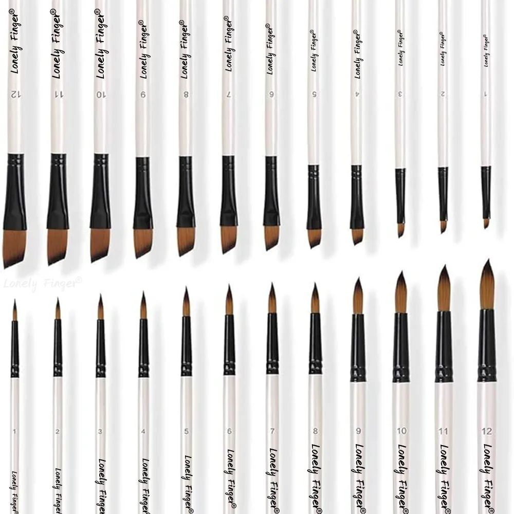 

12/24 упаковки кистей для рисования, нейлоновые кисти для акриловых чернил, круглые кисти, кисти для акриловых чернил, художников, плоских и круглых кистей