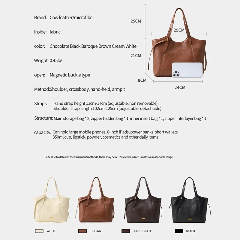 Women's Genuine Cowhide Leather Luxury Tote Shoulder Bag Pebbled Leather Multi Color Top Handle Crossbody Bag with Gold Hardware