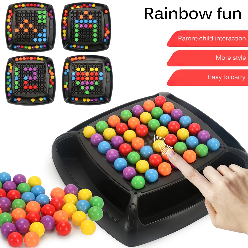 Matching Beads Board Game Educational Montessori Toy Desktop Toy Parent Child Interaction Rainbow Chess Kids Toys Chritsmas Gift