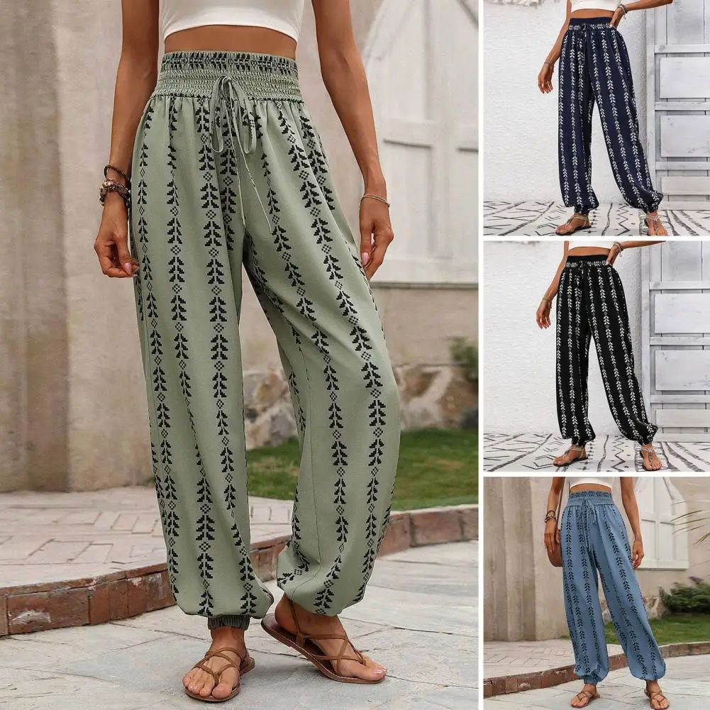 Pantalon large à taille élastique pour femme, pantalon bouffant réglable, short à poche latérale, mode