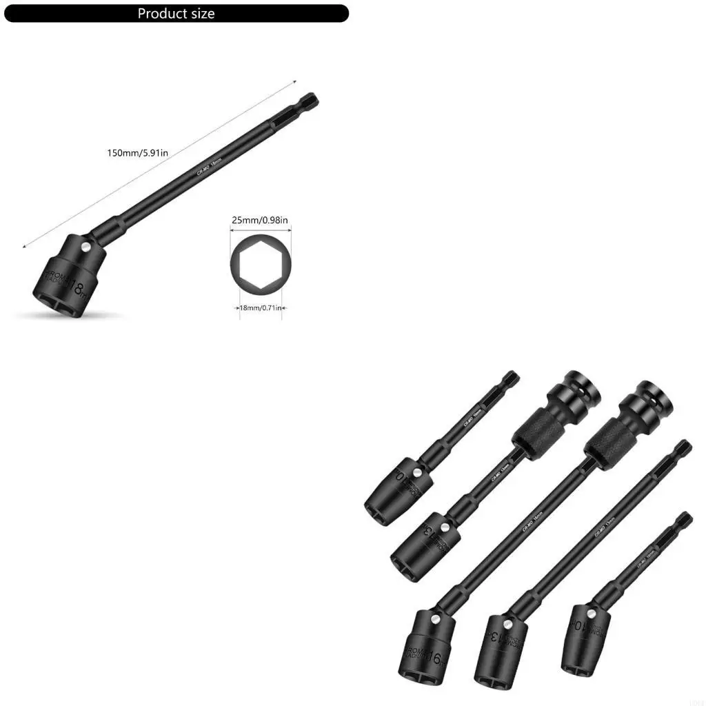 

360 Degree Rotatable Electric Drill Socket Adapter Set With Hexagonal Shank 1/4inch