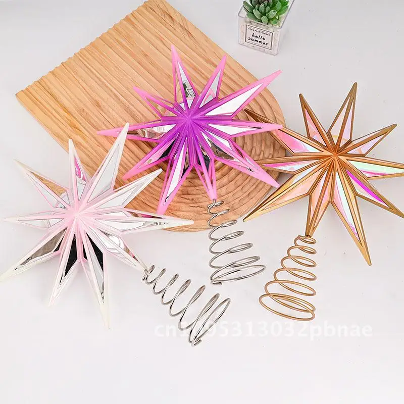 

New Christmas tree top mirror ten-pointed star tree top star pendant shopping mall home background layout props