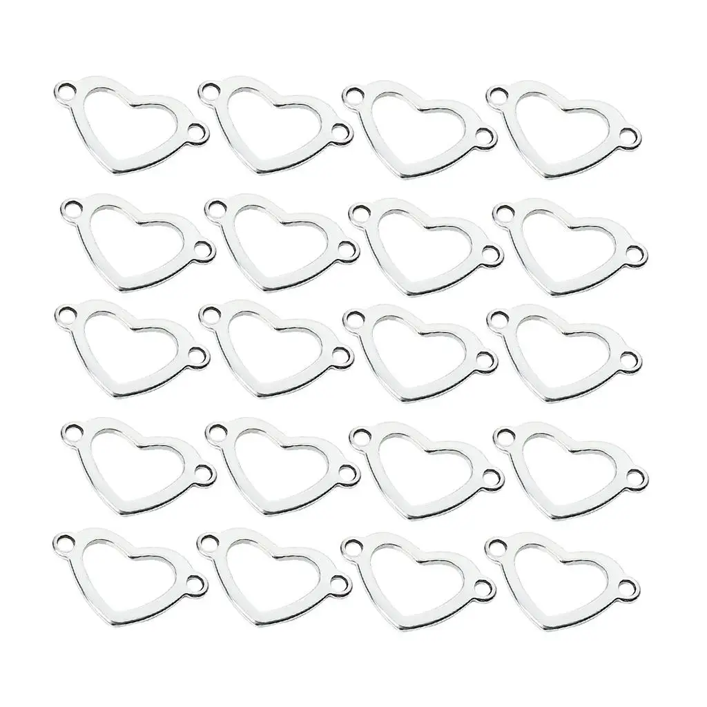 20 Pieces Metal Flat Heart Shaped Blank Coin Stamping Charms Tag Pendants