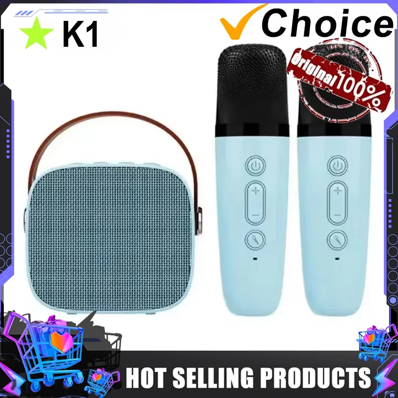 Wireless Dual Microphones Portable Karaoke Machine HomeKTV DSP System Bluetooth Speaker HIFI Stereo Surround For Kids Party Gift