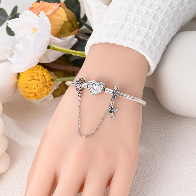 Silver-Plated Rainbow Moon Safety Chain Charms Fit Original Bracelets Bag Keychain Charms Beads Pendant Diy Women Jewelry Gift view 2