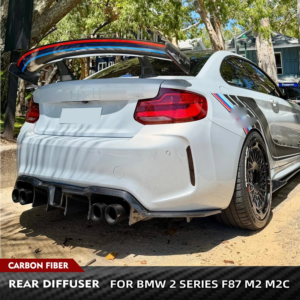 Car Rear Bumper Diffuser Lip Spoiler For BMW 2 Series F87 M2 M2C 2016-2019 Carbon Fiber Car Rear Bumper Diffuser Lip With LED