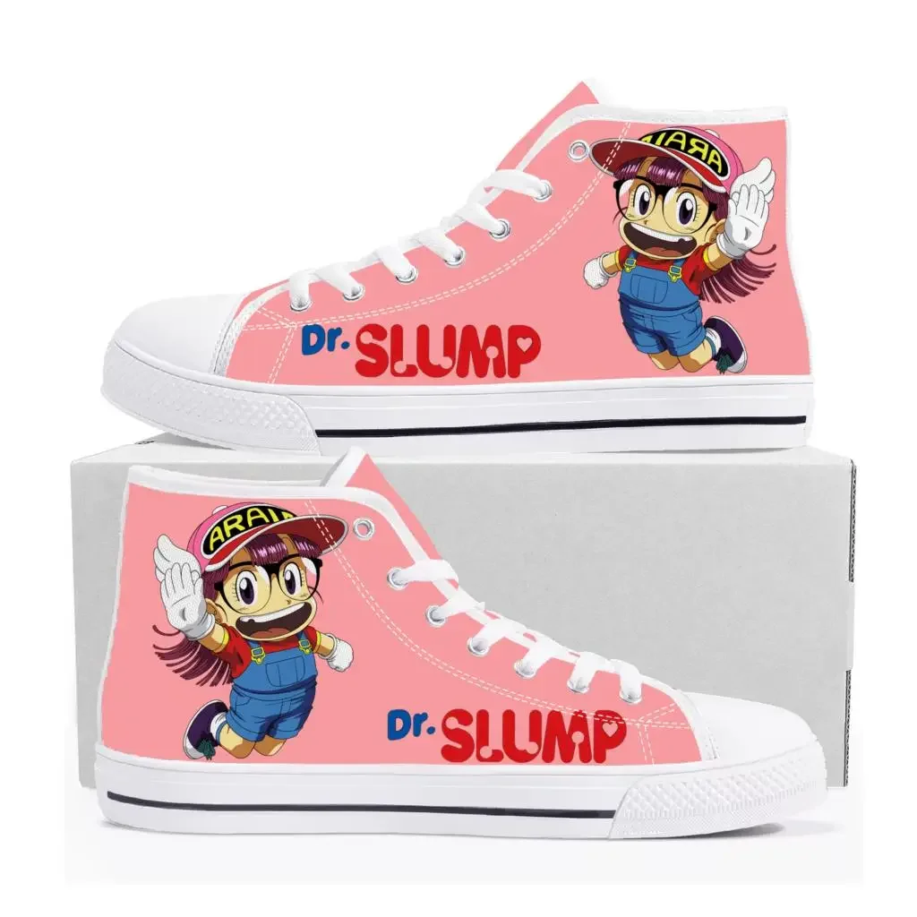 Аниме мультфильм Arale Dr Slump высокие кроссовки высокого качества мужские женские подростковые холщовые кроссовки Повседневная пара обувь на заказ