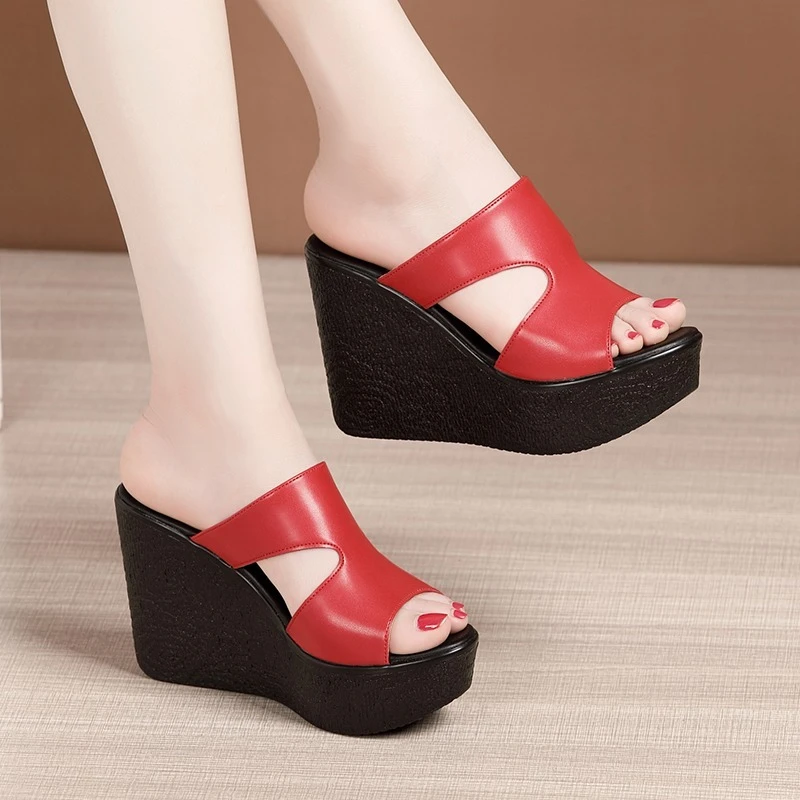 2025 جديد المرأة إسفين منصة النعال 2025 صيف جديد مثير صنادل عالية الكعب موضة المفتوحة تو أحذية الشاطئ للنساء #5