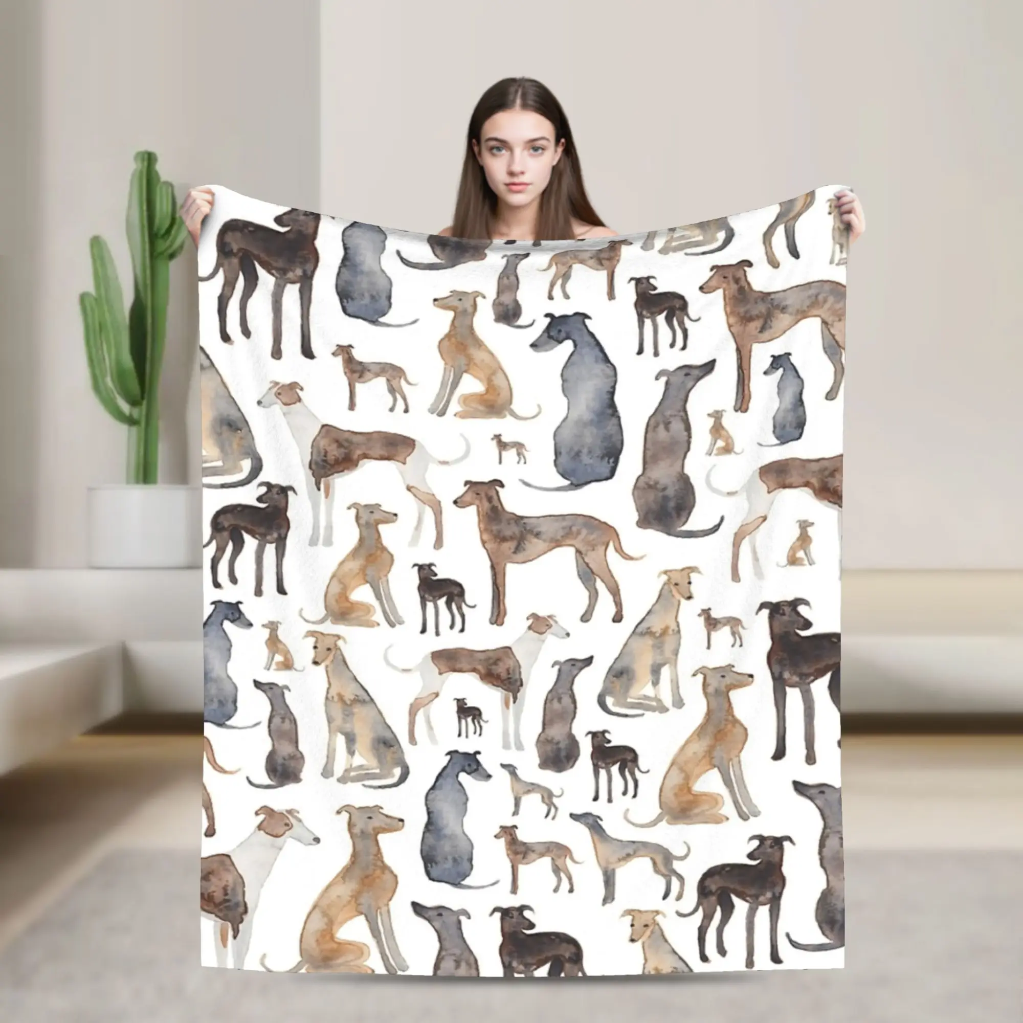 Greyhounds Pet  Whippet Galgo Lurcher Blanket Greyhound Dog Flannel Funny Warm Throw Blanket for Coverlet Decoration