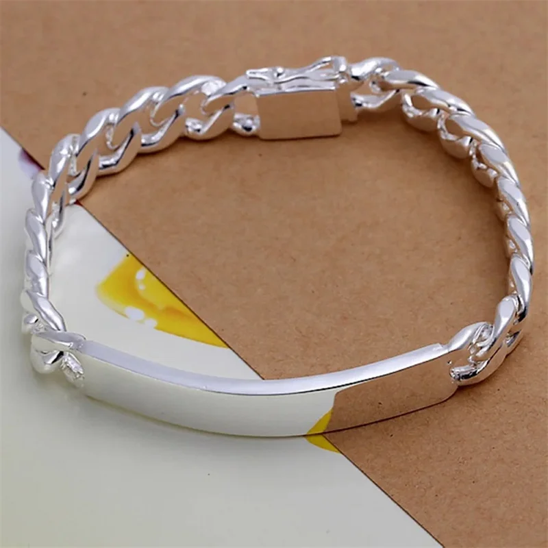 

Charm 925 Sterling Silver Design Noble Pretty 10mm Mens Chain Jewelry Fashion Geometric Bracelet Free Shipping Factory Price