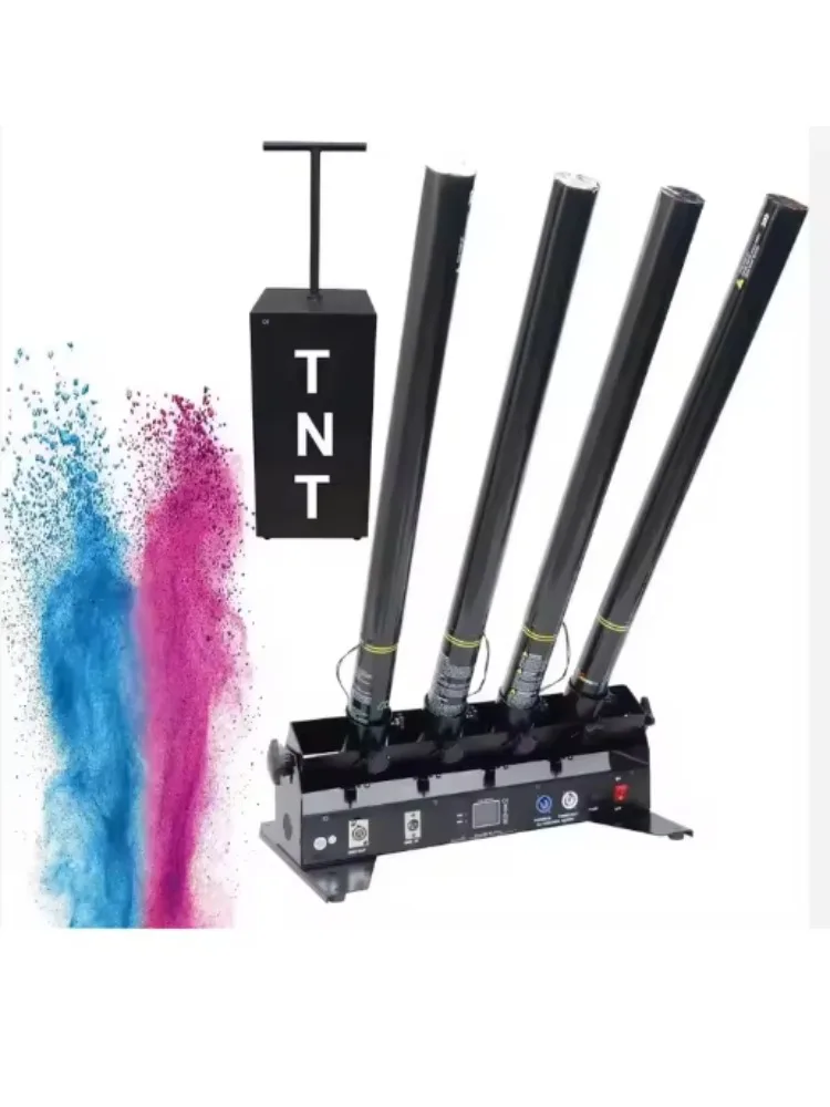 Canon à poudre de confettis en Spray électronique, quatre Tubes, révélation du sexe, fête de remise de diplôme, couleur de mariage, fumée, réception-cadeau pour bébé, TNT FX