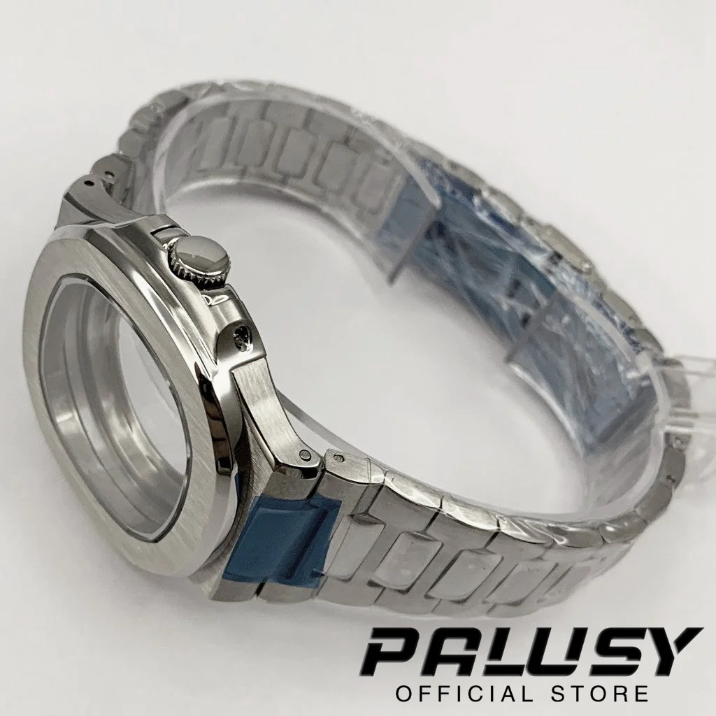 42mm Silver Sapphire Glass Stainless Steel Watch Case Fit NH35A NH36A Miyota 8215 ETA2824 PT5000 Movement