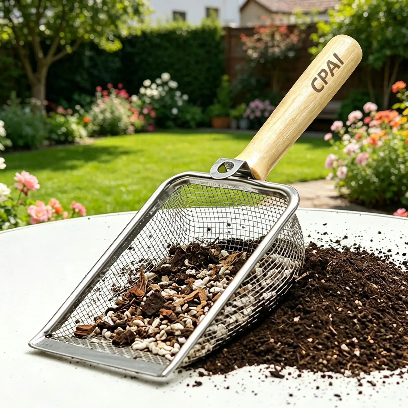 2.8mm Hole Stainless Steel Compost Sifter Rust Proof Soil Sieve & Hand Shovel For Outdoor Yard Beach Farm Garden Lawn Patio ﻿