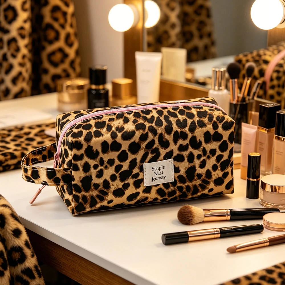 Kosmetiktaschen, Leoparden-Reisetaschen-Set, Kulturbeutel, Make-up-Tasche, tragbare Tasche für Geschäftsreisen, Kleidungsorganisator, Kleidertasche