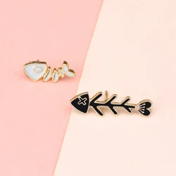 Cartoon Fishbone Brooches Enamel Pin Women Men Child Clothes Jackets Shirt Collar Pin Personality Badge Fantasy Gifts Jewelry