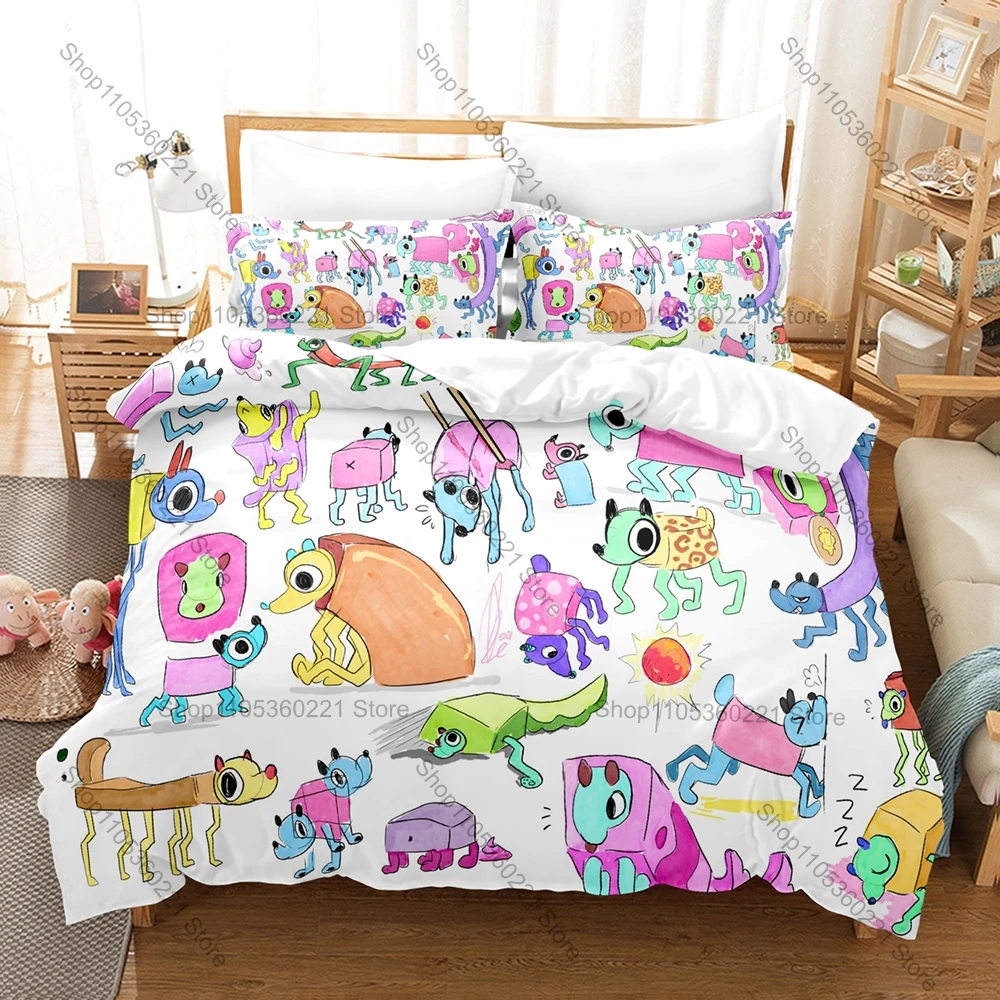 

Game Wobbledogs Printed Bedding Set 3 Pieces Cartoon Pet Pattern Comfortable Bed Linens for Single Double Bedroom Daily Use