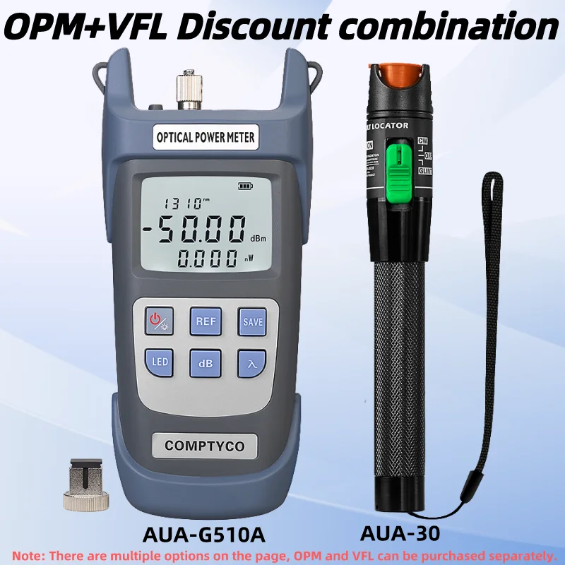 Optical Power Meter(OPM -50 ~+26dBm)&Visual Fault Locator(30/1/10/20/50mw VFL) FTTH Fiber Optic Cable Tester Tool Kit (Optional)