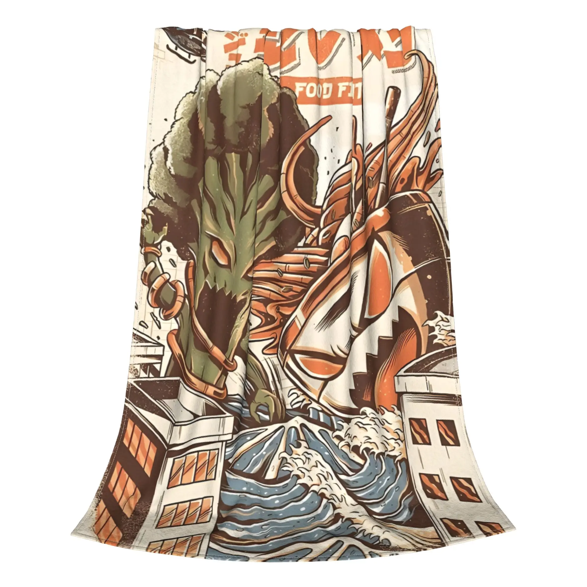1PC Brocco Vs Ramen Kaijus Kaiju Monster Home Room Decorations Winter Blankets For Adults Bedding Home Interior Sofa Knee