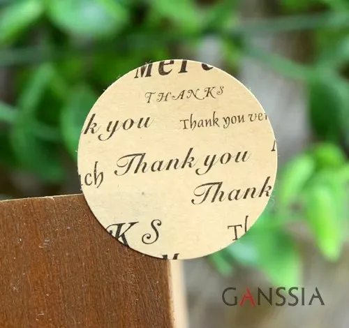 100pcs/lot Dia 3.5cm Creative Thank You series Packing label Gift seal stickers Kraft paper sticker Stationery supplies(SS-1450)