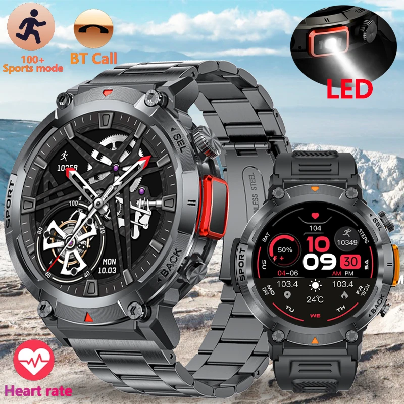 

LIGE Military Grade New Outdoor Sports Men Smart Watch AMOLED Full Touch Screen With LED Flashlight Bluetooth Calling SmartWatch