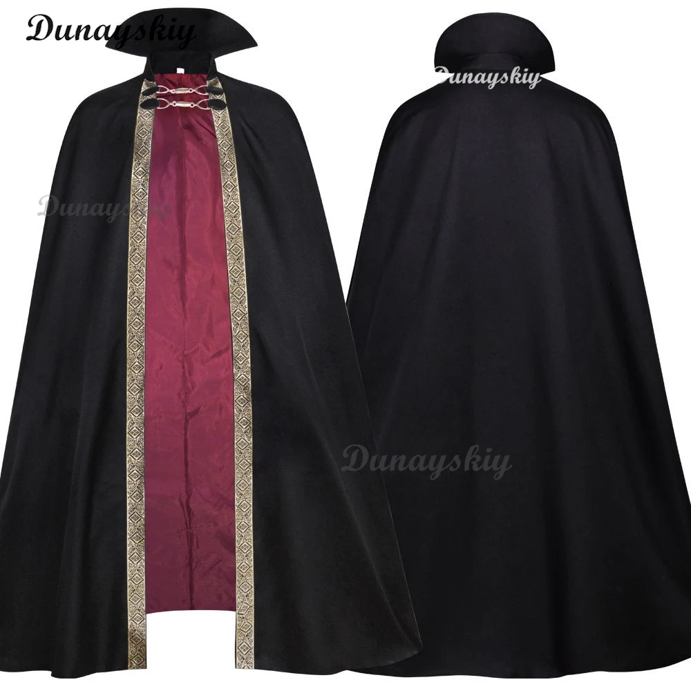 Costume da vampiro di Halloween per adulti Dracula Diavolo Strega Mantello cosplay Medeival Gotico Steampunk Mantello della morte Catena di metallo personalizzata