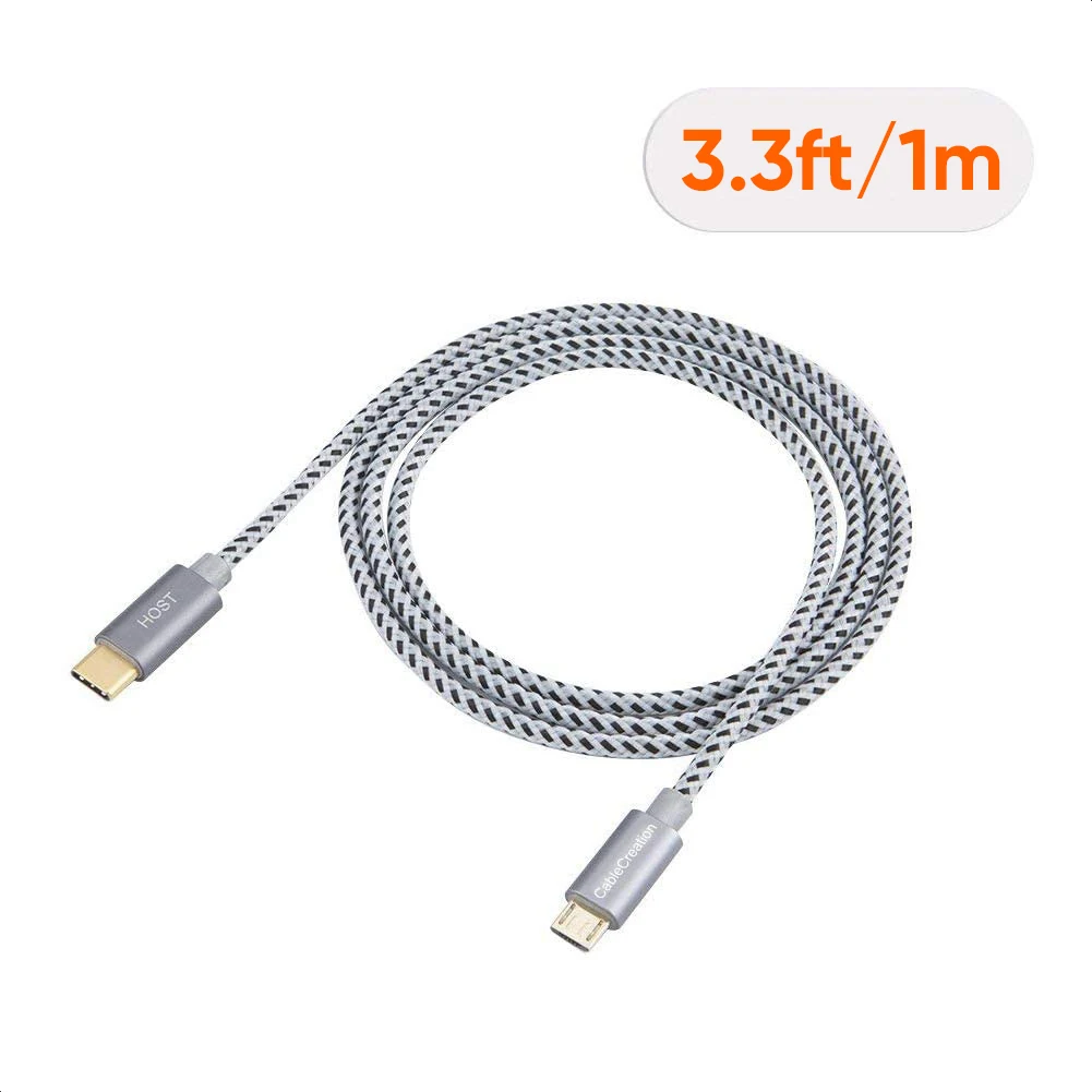 CableCreation Kurzes USB-C-auf-Micro-USB-Kabel 0,2 m, geflochtenes USBC-auf-Micro-USB-OTG-Kabel mit 480 Mbit/s
