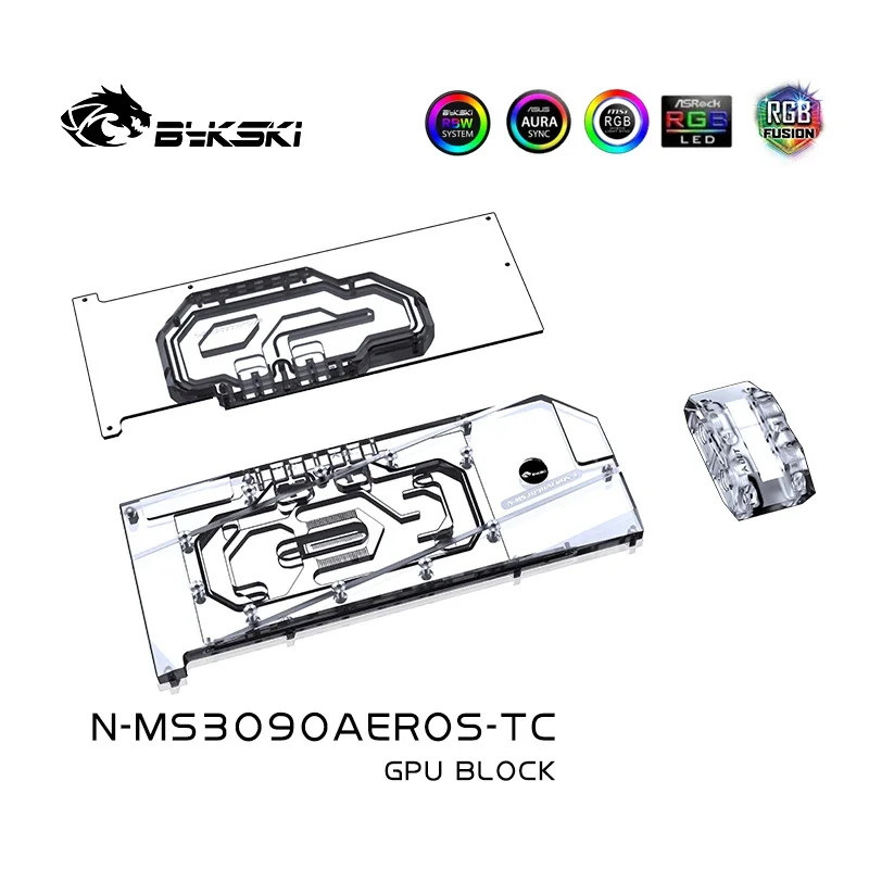 Bykski GPU Active Backplate Water Block Use for MSI RTX 3080 3090 Aero S Video Card,VGA Dual Side Radiator N-MS3090AEROS-TC