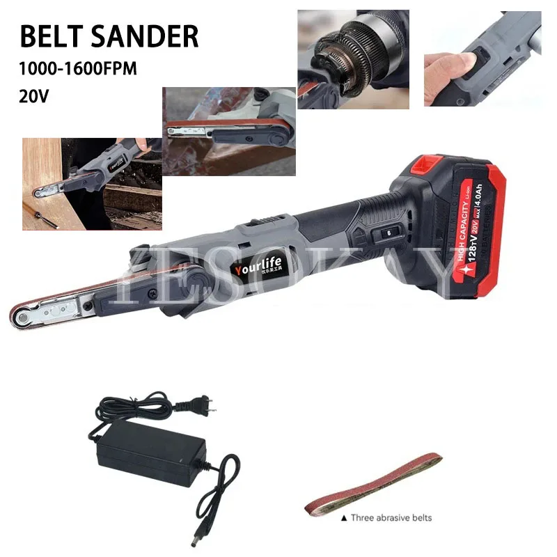 

220V Lithium Battery Sandbelt Machine Handheld Polishing Grinding Machine Carpentry DIY Mini Mould Electric File Sanding Machine