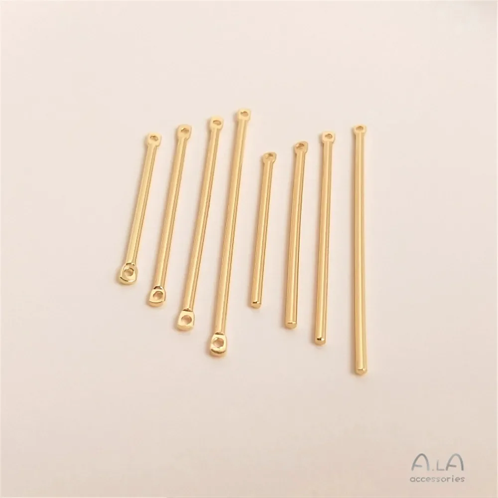 14K Gold Color Double hole small round rod connecting rod single hole hanging rod DIY necklace earring pendant jewelry material