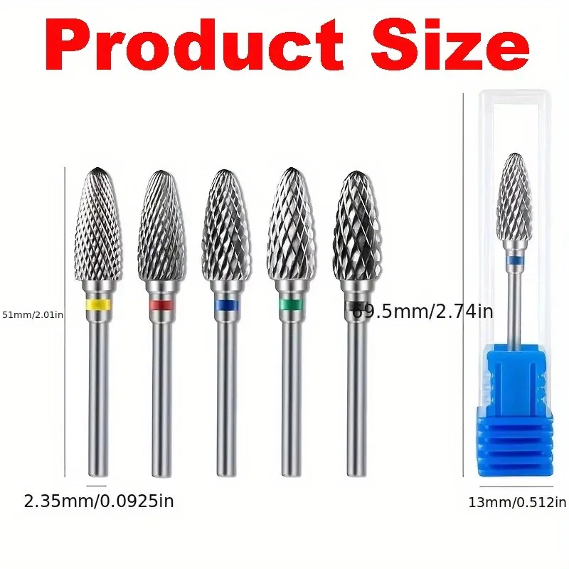 Forets à ongles en carbure de tungstène, accessoire de manucure électrique, fraises pour dissolvant de Gel, vernis, 1/2/4/5 pièces