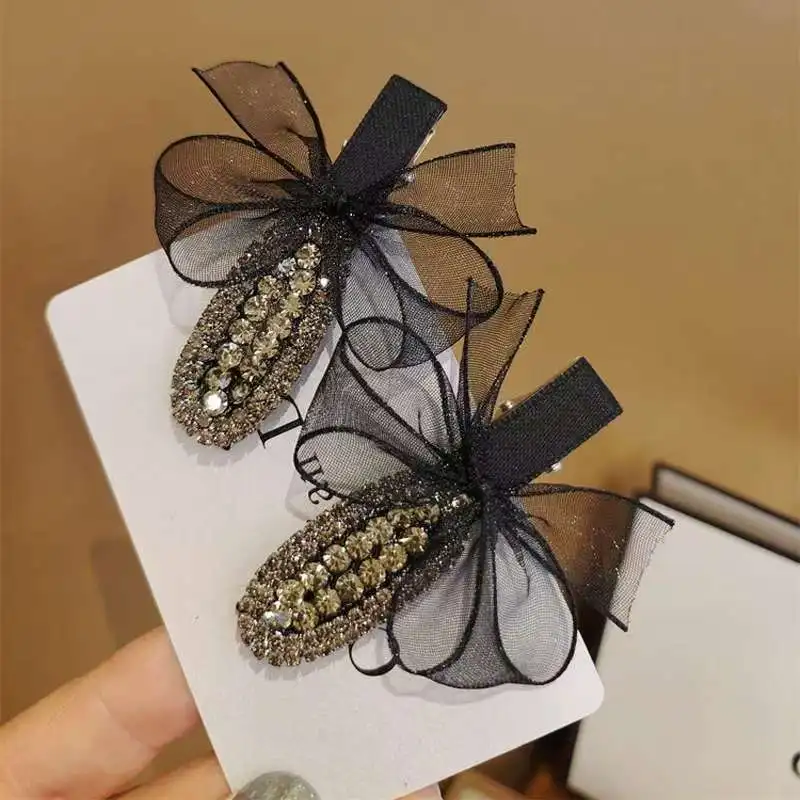 الكورية مزاجه الأسود منقار البط كليب الجانب كليب إكسسوارات الشعر مشبك شعر مقوس دانتيل عقال كليب الجانب كليب كسر مشبك شعر