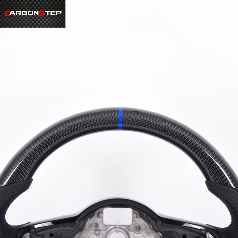 Custom Glossy Carbon Fiber Steering Wheel With Perforated Leather for Volkswagen