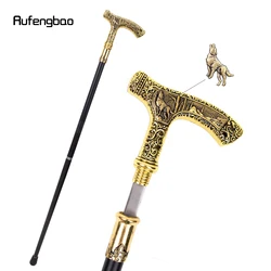 Bastón de lujo con mango de lobo, bastón con placa oculta, bastón de moda de autodefensa, bastón de Cosplay de 90cm