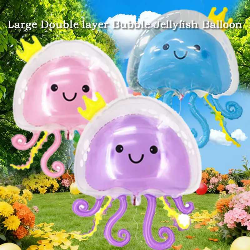 

Jellyfish Balloon for Ocean Themed Summer Party Baby Shower Birthday Decor Sea Animal Creature Double-layer Inflatable Ball