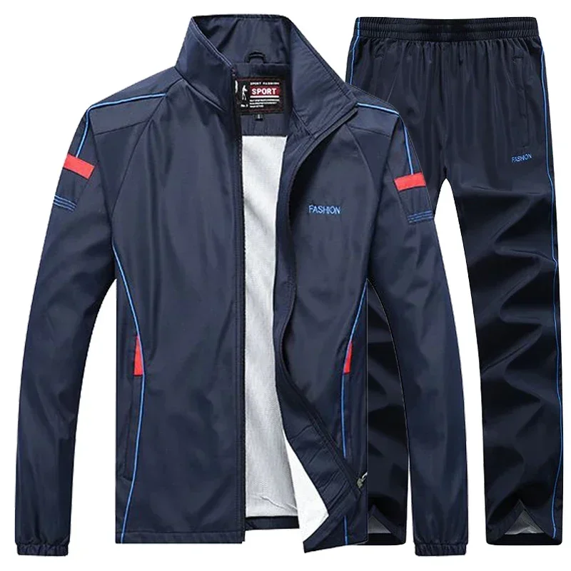 Abbigliamento sportivo da uomo primavera autunno Set da 2 pezzi Allenamento all'aperto Tuta sportiva Giacca + Pantalone Tuta da jogging Palestra Tuta da basket