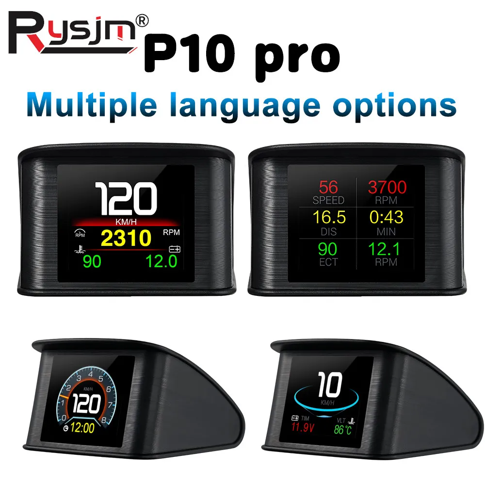 

Car Head Up Display P10-PRO HUD Speedometer On-board Computer OBD2 Smart Digital Overspeed Alarm Engine Fault Car Safely Alarm