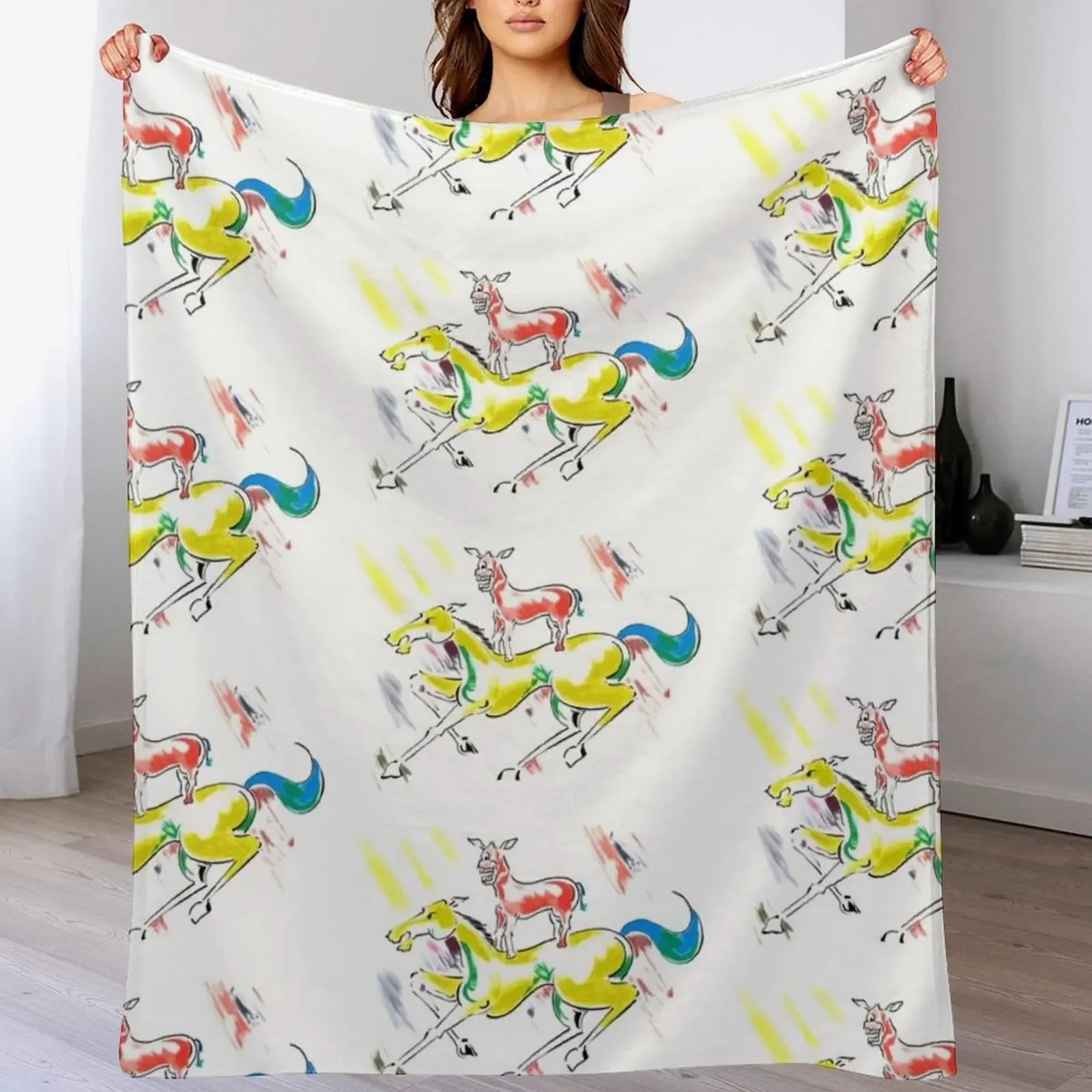 

Majnu Bhai Welcome Painting (Transparent) Throw Blanket Retros Large Soft Big Baby Blankets