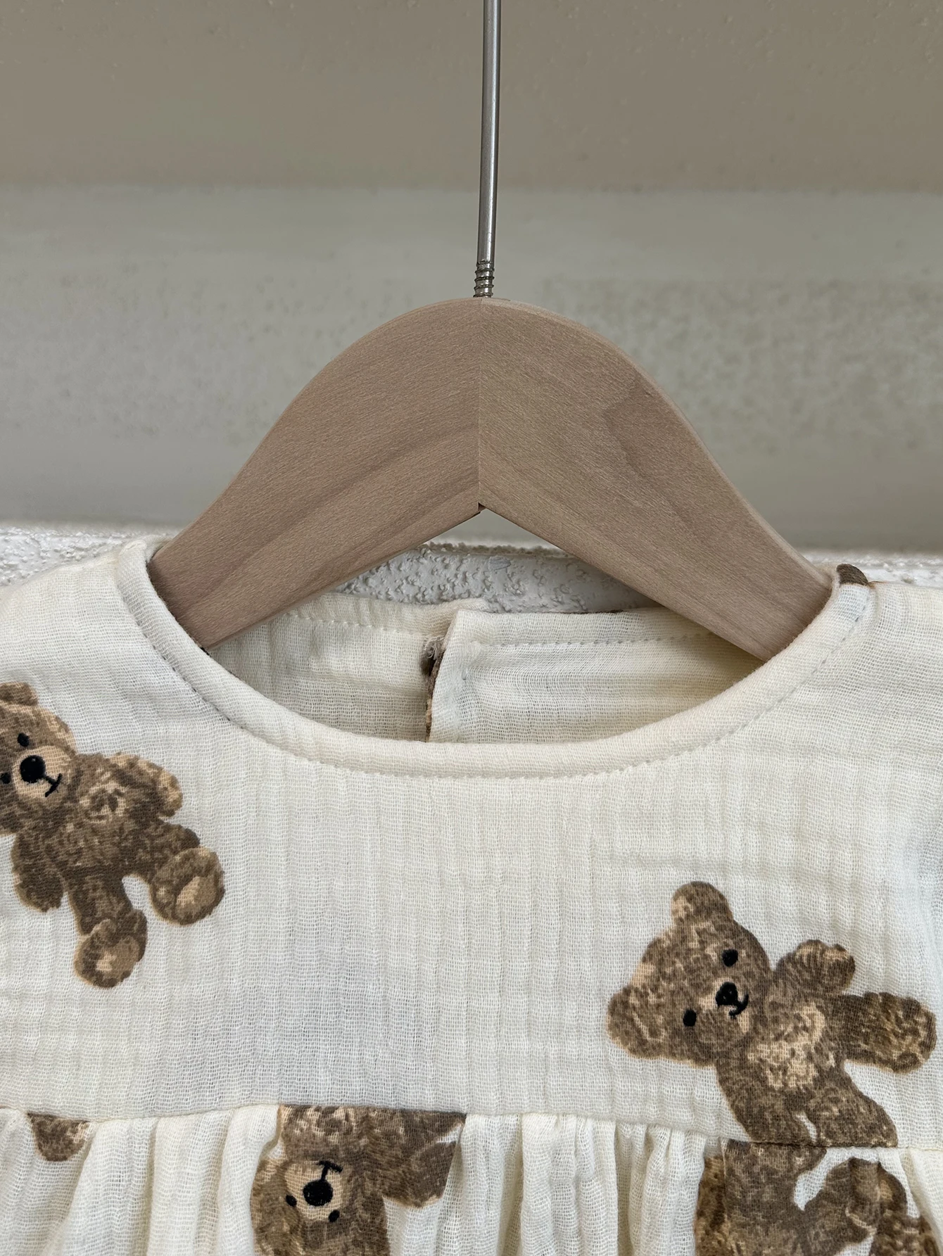 Spring Baby Boy Girls clothes set Newborn Organic Cotton Cartoon Bear Print Puff Sleeve Shorts Suit Baby Cute Bear Clothes Set