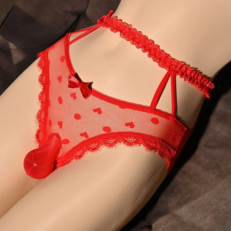 Sexy See-Through Embroidery Man Pouch Briefs Hollow Out Sissy Panties Male Lingerie Tanga Elastic Gays Underwear Private Party