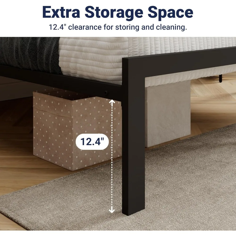 إطار سرير من Allewie King مع لوح رأسي منجد، تصميم معنقدة أنيق مخيط بالألماس، لا حاجة إلى صندوق زنبركي، رمادي داكن